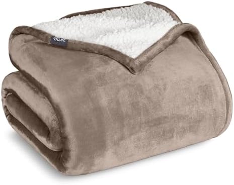 Bare Home Sherpa Fleece Blanket (King, Taupe)