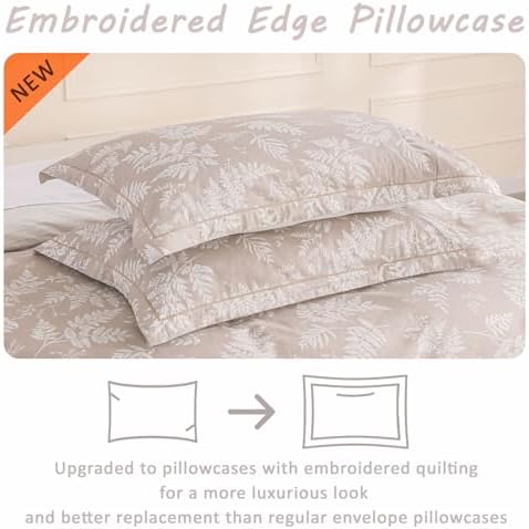 ALEISSEL 100% Natural Cotton 3pcs Queen Duvet Cover Sets - Blush Beige