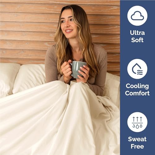 Full Size 4 Piece Sheet Set - Comfy Breathable & Cooling Sheets - Off