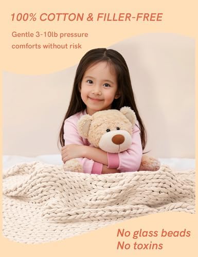 YnM Cooling Weighted Blanket, 100% Cotton Handmade Chunky Knitted