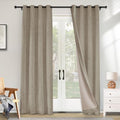 Macochico 100% Blackout Linen Curtains 96 Inches Long Full Light