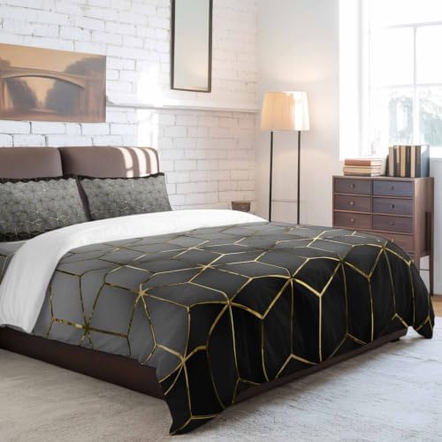 4 Piece Duvet Cover Set for Queen Size Bed,Gray Mottled Gradient