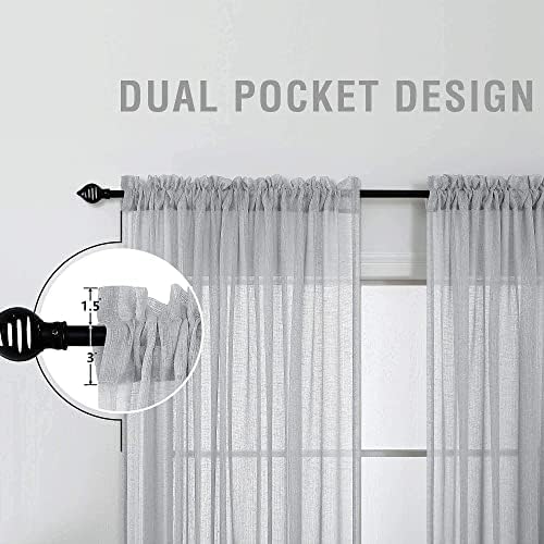 KOUFALL Grey Curtains 84 Inches Long for Bedroom Set 2 Panels Pair Rod