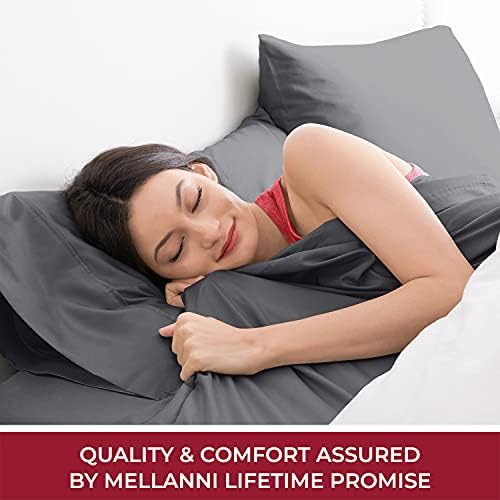 Mellanni 400TC Cotton Sateen Sheets, King Gray, 4 Piece Set