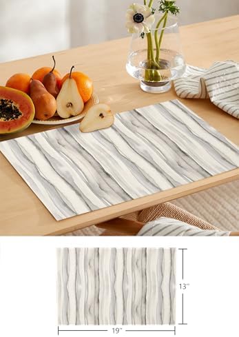 Wooden Grain Table Runner and Placemats for Dining Table,Burlap Coffee