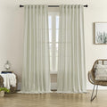 DONREN Linen Blend Back Tab Curtains Semi Sheer 50 x 108 Inch Natural