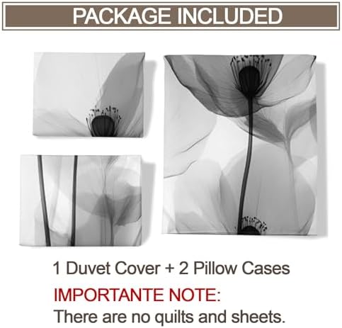 Gray Florals Duvet Cover Set Queen Size European Florals Bedding Set