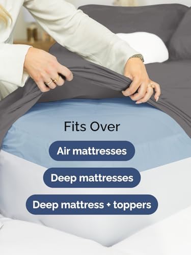 CGK Extra Deep Cal King Single Fitted Sheet Only - Dark Grey