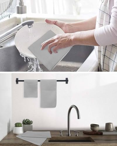 PIEPLE Grey Kitchen Dish Towels for Drying Dishes Set of 4, Waffle
