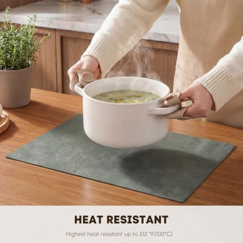 Artoid Mode Grey Faux Leather Placemats Set of 6, 12x18 Inch