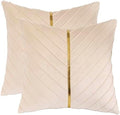 Velvet Throw Pillow Covers 20x20 inch Pack of 2 Gold Decor Cream