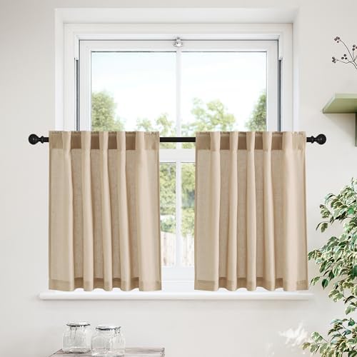 NICETOWN 2 Panles 55" x 96" Grommet Linen Curtains with 2 Panels 42" x
