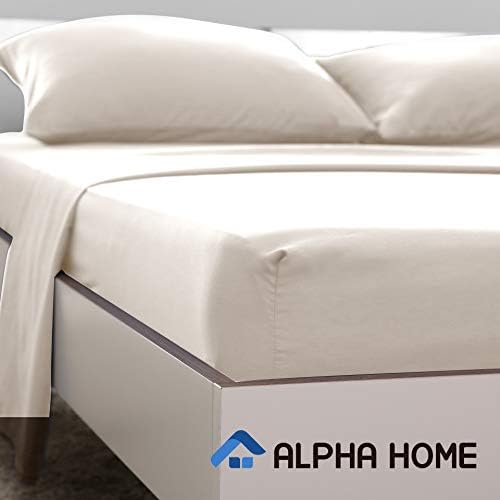ALPHA HOME 4-Piece Bed Sheet Set - Soft Brushed Microfiber - Wrinkle