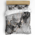 Duvet Cover Set Queen, Marble Texture Watercolor Gray 3 Piece Bedding