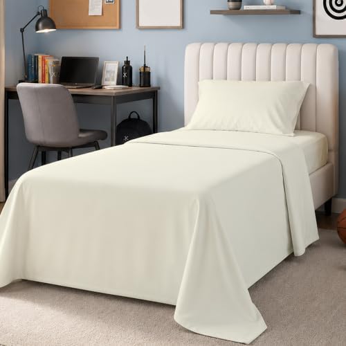 SUPREME ELEGANCE 100% Cotton Sheets Twin Size Bed Set, Percale, Fresh