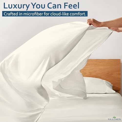 Rajlinen Full Sheet Set Microfiber Bed Sheets, Ultra Soft Hotel Luxury