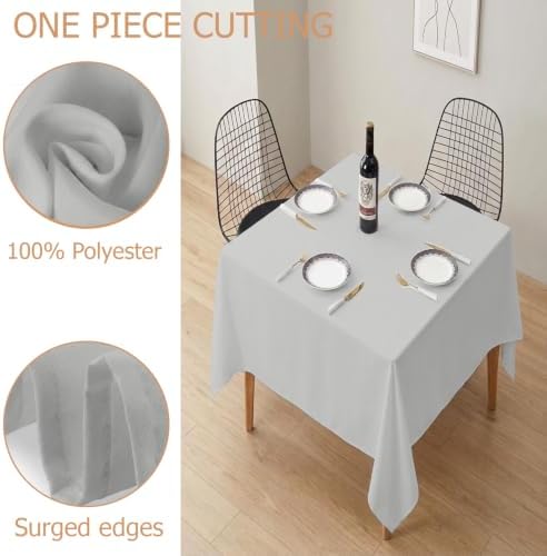 Square Tablecloth Covers, 70" × 70" Inch, Silver Gray