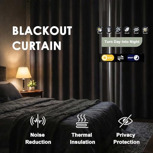 Simplebrand Natural Blackout Curtains 84 Inch Length 2 Panels Set for