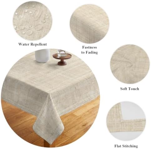 Minimalist Beige Aesthetic Waterproof Tablecloth Rectangle Washable