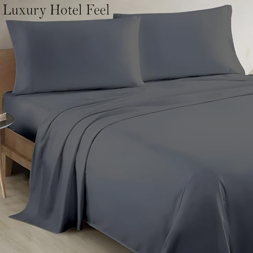 Dark Grey Full Flat Sheet Only, Soft 100% Cotton Top Sheets
