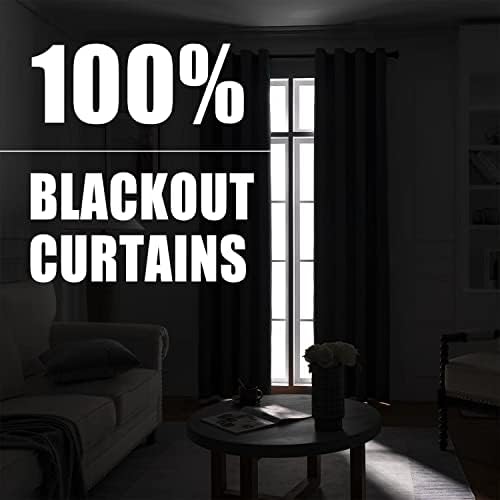 Rutterllow 100% Blackout Curtains for Bedroom and Living Room 2 Panels