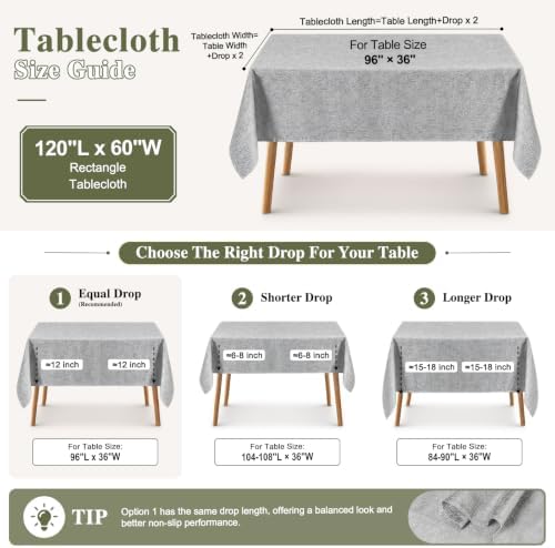 60"x 120" Silver Gray Jacquard Tablecloth for 8ft Tables