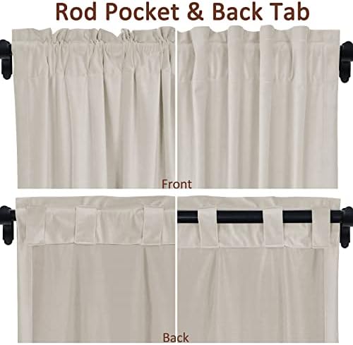 Fcosie Light Taupe Back Tab Velvet Curtains 96 inches Long | Rod