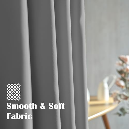 ORINOVA Gray Living Room Blackout Curtains 63 Inch Length 2 Panels Set