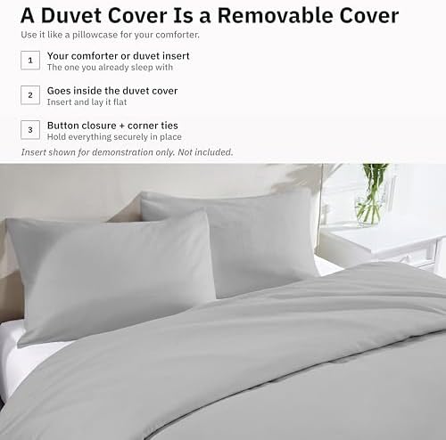 California Design Den Luxury Duvet Cover Set King, Light Grey