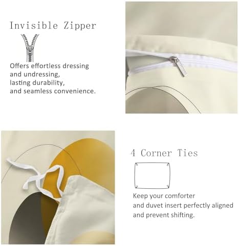 California King Duvet Cover Set Minimalist Circle Lines Bedding with