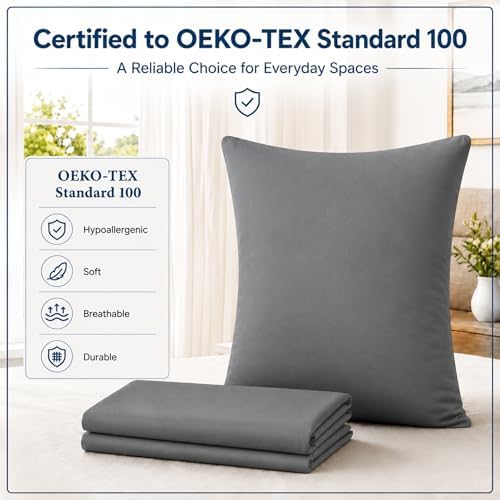 ZPECC Grey Pillow Cases Queen Size Set of 4 with Envelope Closure