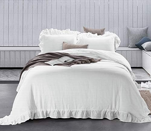meadow park 100% Stone Washed French Linen Duvet Cover Set 3 Pieces
