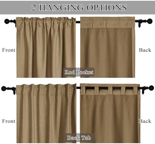 Fcosie Taupe Blackout Curtains 96 Inches Long Faux Linen Room