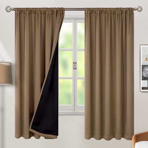 BGment Taupe Thermal Insulated Blackout Curtains for Bedroom