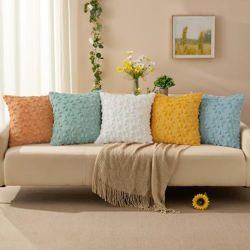 DFXSZ Spring Summer Pillow Covers 22x22 inch Set of 2 White Sunflower