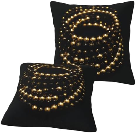 (Gold Black) Set of 2 Throw Pillow Covers 18"X18" Decorative Cushion