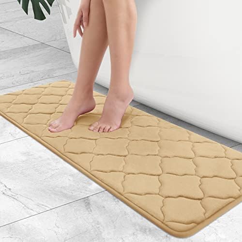 OLANLY Memory Foam Bath Rugs and Toilet Rug U-Shaped, Bath Rug Size