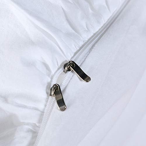 QSH White Ruffle California King Duvet Cover, Washed Cotton Farmhouse