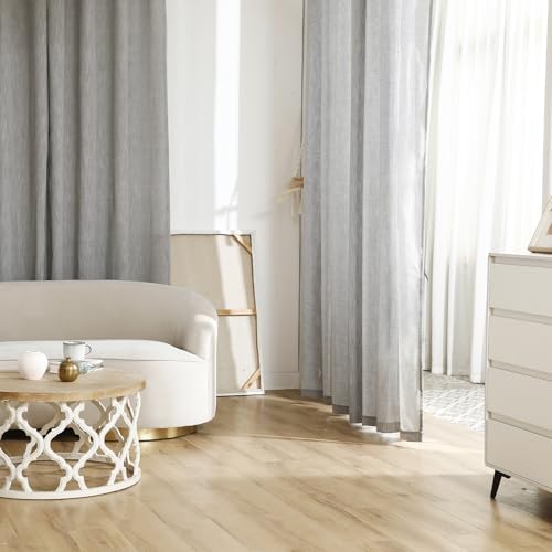 Semi Sheer Curtains 63 Inch Long Grommet Privacy for Living Room