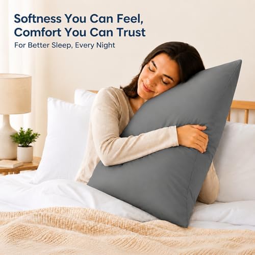 ZPECC Grey Pillow Cases Queen Size Set of 4 with Envelope Closure