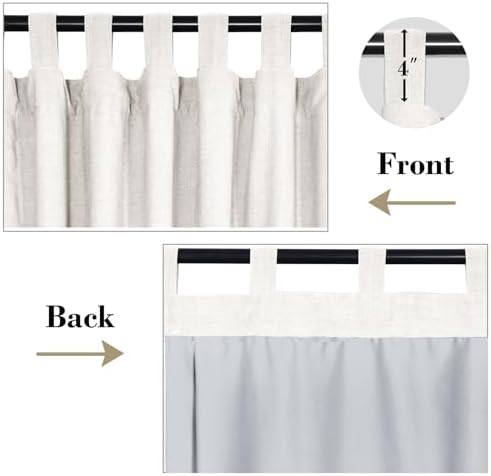 cololeaf Blackout Linen Curtains 84 Inches Long for Living Room