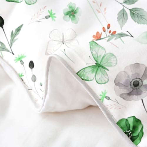 Erosebridal Funky Wildflower Duvet Cover Set Sage Green Butterfly