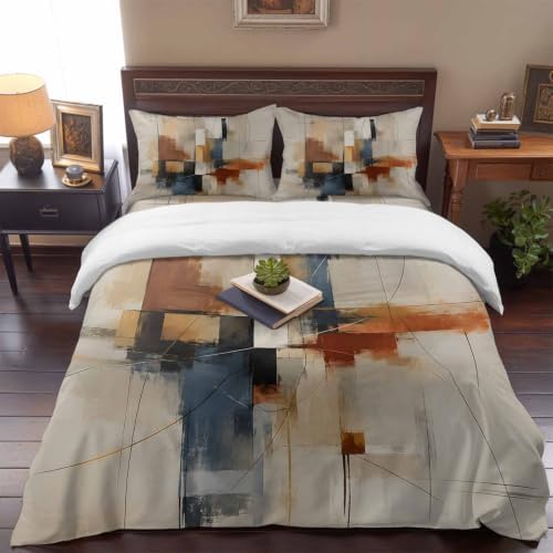 Minimalist Fine Abstract Lines Queen Duvet Cover Set - 4 Pcs Comforter