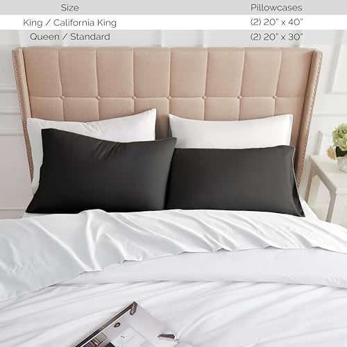 Queen Pillow Cases Set of 2 Ultra-Soft Microfiber Black