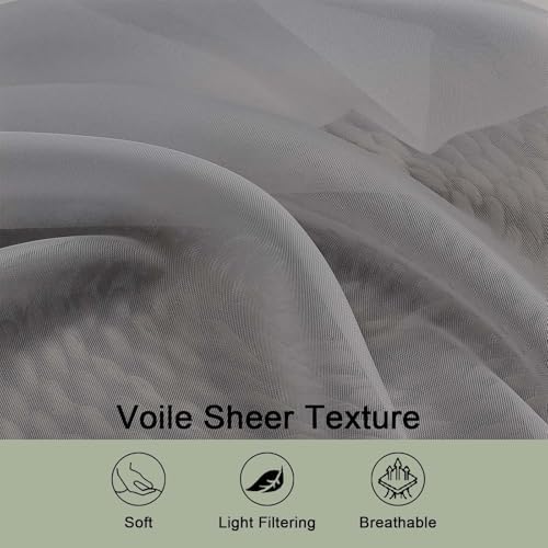 OWENIE Grey Sheer Curtains 96 Inch Long 2 Panels for Living Room 59"