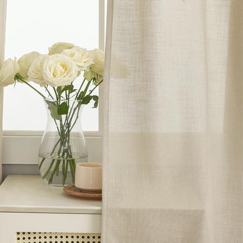 Khaki Brown Linen Curtains 108 Inches Long for Living Room Boho Semi