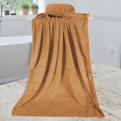 JML Large Microfiber Bath Towels, 6 Pack, 30" x 60", Beige