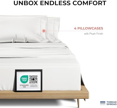Thread Spread Egyptian Cotton Pillow Cases Queen Size Set of 4
