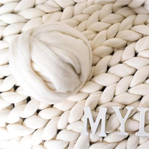 BBPM Chunky Knit Throw Blanket 100% Hand Made Large Merino Wool Loop