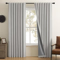 CUCRAF Linen 100% Blackout Curtains 63 Inch Length 2 Panels Set, Back
